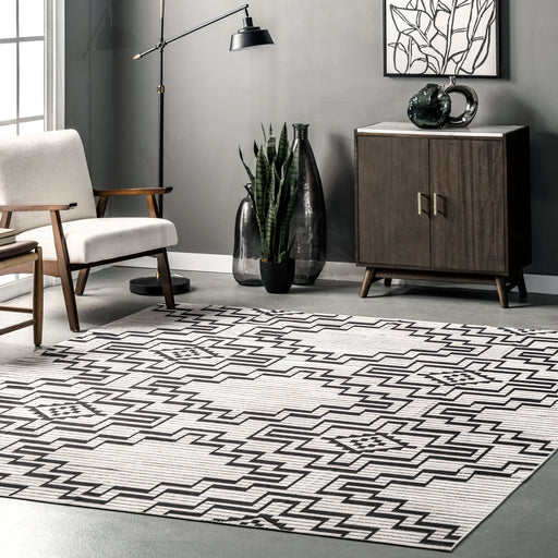 Charcoal Modern Machine Washable Area Rug 140x200 cm