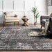 Charcoal Rosette Pattern Area Rug For Home Decor