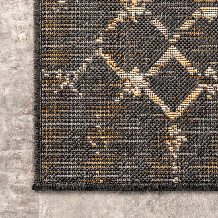 Charcoal Trellis Area Rug for Indoor and Outdoor Use