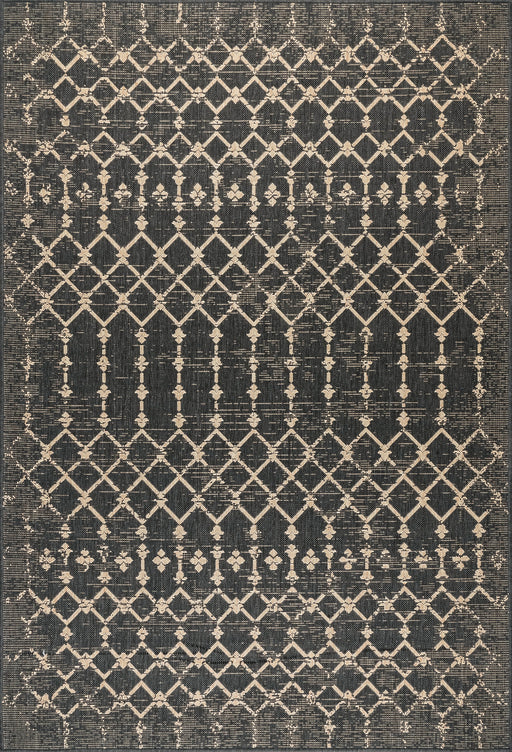 Charcoal Trellis Area Rug for Indoor and Outdoor Use