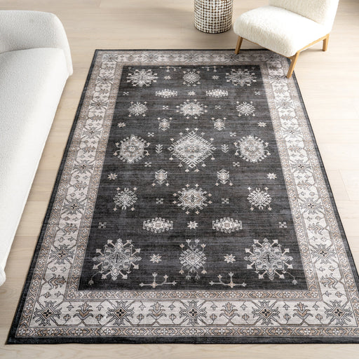 Charcoal Washable Area Rug For High Traffic Homes