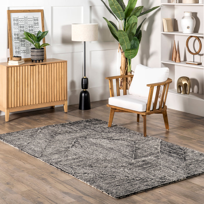 Charcoal Wool Area Rug 160x230 cm Durable Soft Weave