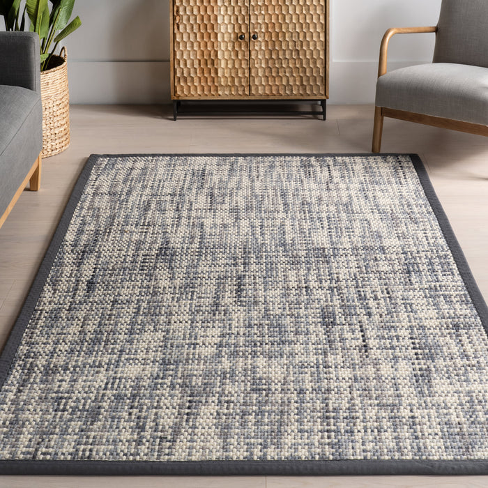 Charcoal Wool Blend Crosshatch Area Rug 160x230 cm