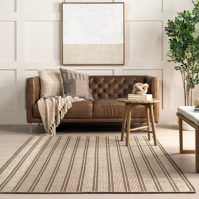 Charlene Striped Indoor Outdoor Area Rug 150 cm Ivory