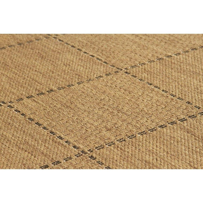 Checked Flatweave Anti-Slip Gel Back Natural Brown Rug