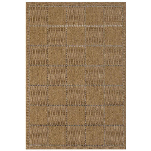 Checked Flatweave Anti-Slip Gel Back Natural Brown Rug