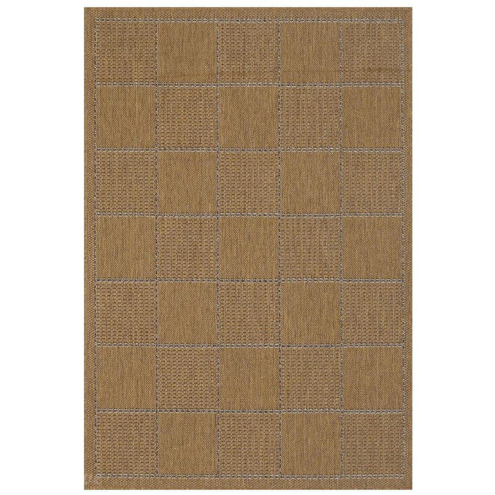 Checked Flatweave Anti-Slip Gel Back Natural Brown Rug