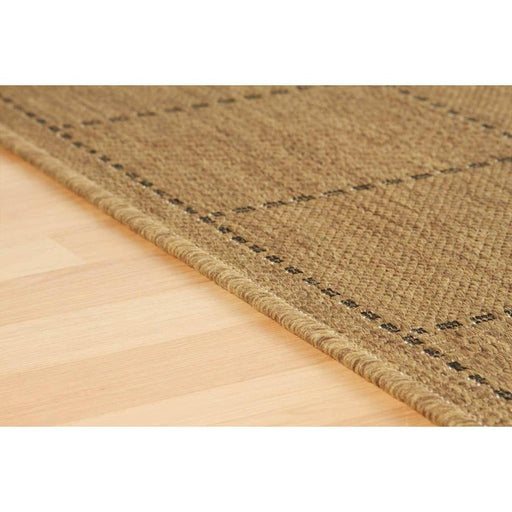 Checked Flatweave Anti-Slip Gel Back Natural Brown Runner