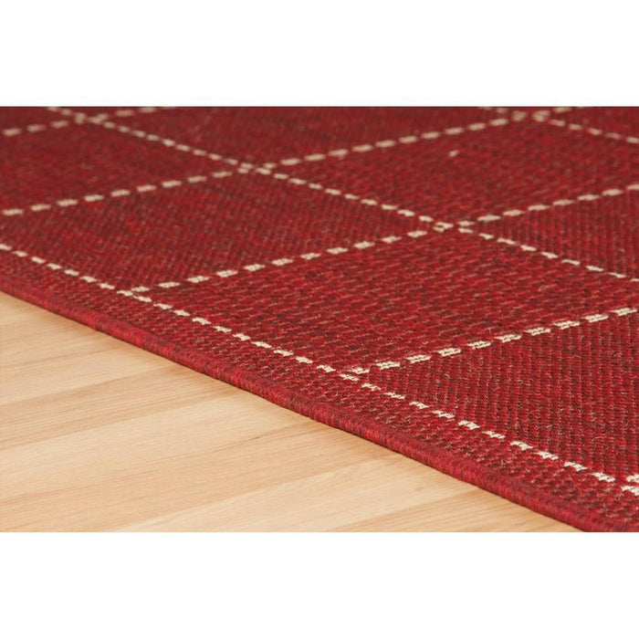 Checked Flatweave Anti-Slip Gel Back Red Rug