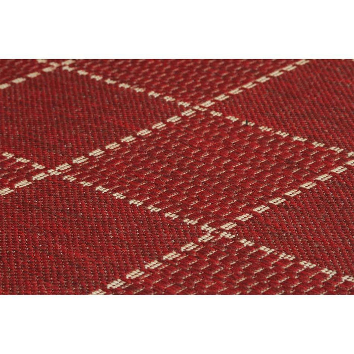 Checked Flatweave Anti-Slip Gel Back Red Rug