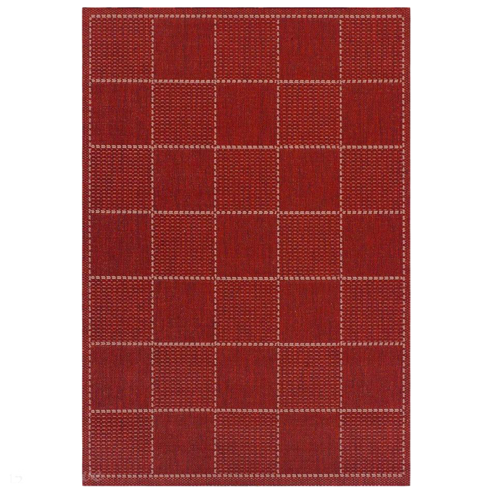 Checked Flatweave Anti-Slip Gel Back Red Rug