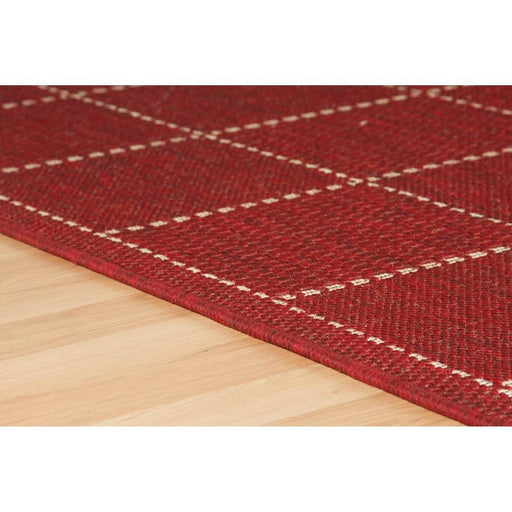 Checked Flatweave Anti-Slip Gel Back Red Runner