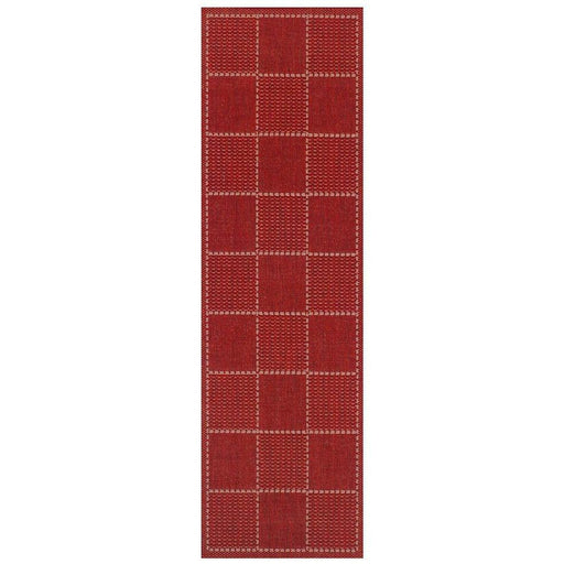 Checked Flatweave Anti-Slip Gel Back Red Runner