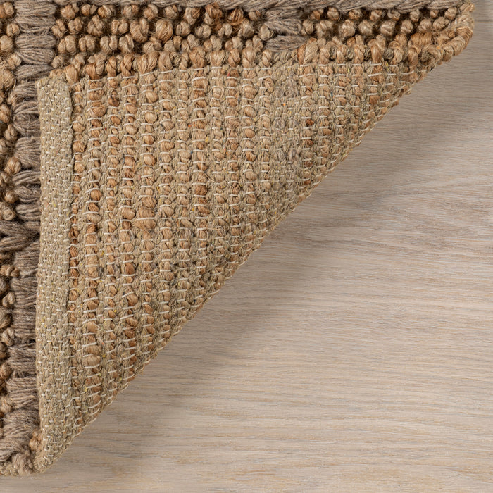 Checked Jute And Wool Area Rug 180x120 cm Natural