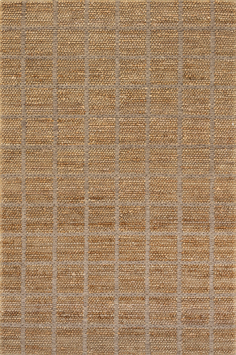 Checked Jute And Wool Area Rug 180x120 cm Natural