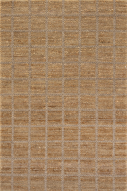 Checked Jute And Wool Area Rug 180x120 cm Natural