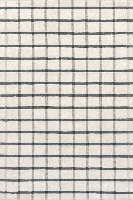 Checked Wool Area Rug 152x244 cm Ivory