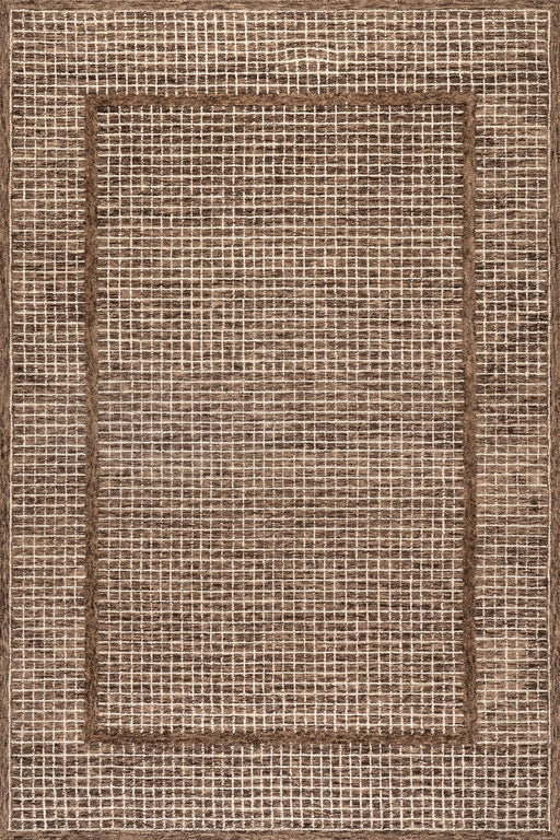 Checked Wool Area Rug in Brown for Cozy Interiors