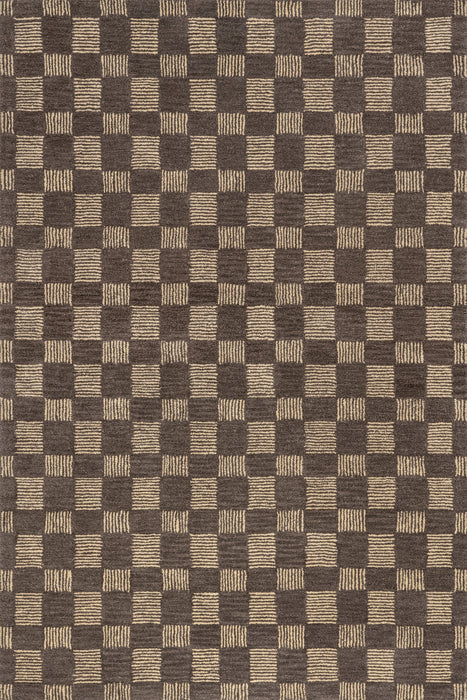 Checked Wool Rug 140x200 cm in Grey