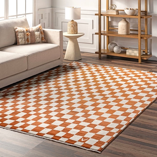 Tappeto a quadretti 120x170 cm in arancione