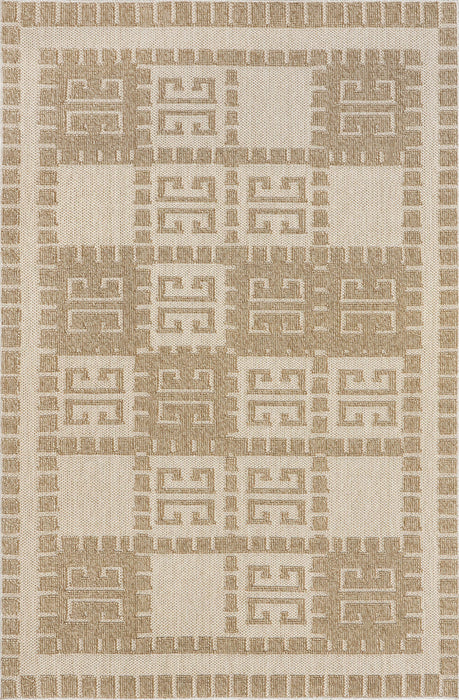 Checkered Beige Indoor Outdoor Area Rug 90x150 cm