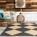 Checkered Dark Grey Indoor Outdoor Area Rug 120x180 cm