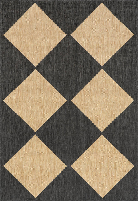 Checkered Dark Grey Indoor Outdoor Area Rug 120x180 cm