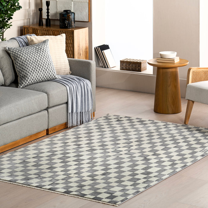 Checkered Grey Box Area Rug 150x230 cm