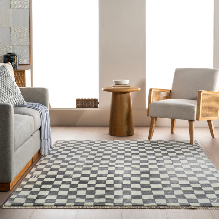 Checkered Grey Box Area Rug 150x230 cm