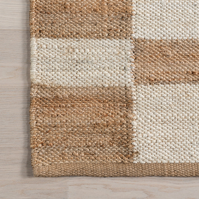 Checkered Jute Area Rug 90x150 cm Natural Design