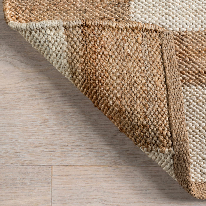 Checkered Jute Area Rug 90x150 cm Natural Design