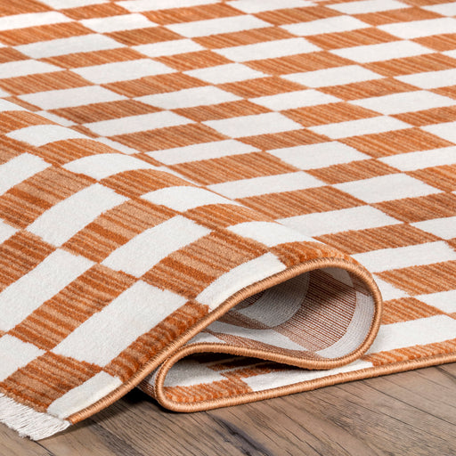 Checkered Orange Area Rug 120x180 cm Geometric Pattern