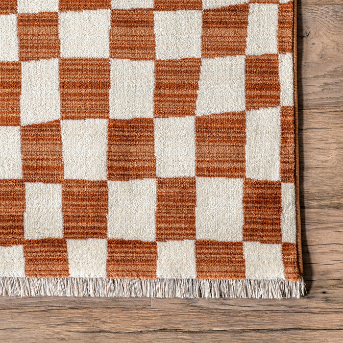 Checkered Orange Area Rug 120x180 cm Geometric Pattern