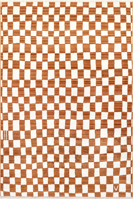 Checkered Orange Box Area Rug 120x160 cm