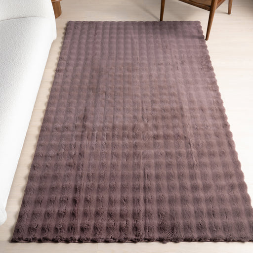 Checkered Plush Washable Rug 140x200 cm Dark Brown