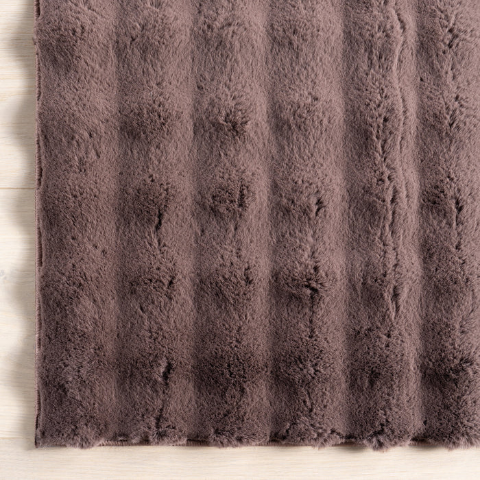 Checkered Plush Washable Rug 140x200 cm Dark Brown