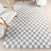 Checkered Shag Area Rug 150x230 cm Light Grey