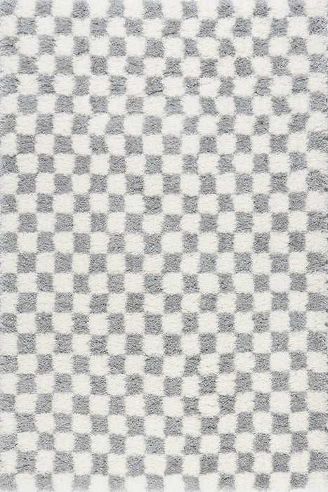 Checkered Shag Area Rug 150x230 cm Light Grey