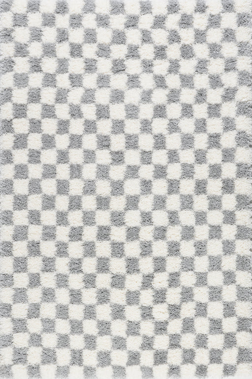 Checkered Shag Area Rug 150x230 cm Light Grey