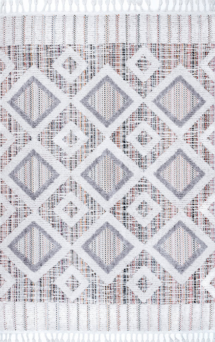 Checkered Tassel Area Rug 120x180 cm Pink