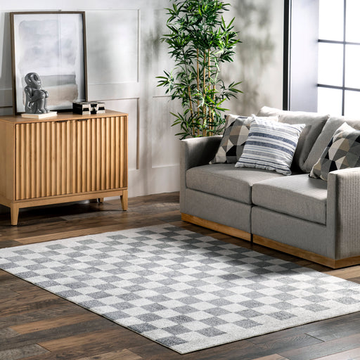 Checkered Washable Area Rug 120x180 cm Grey