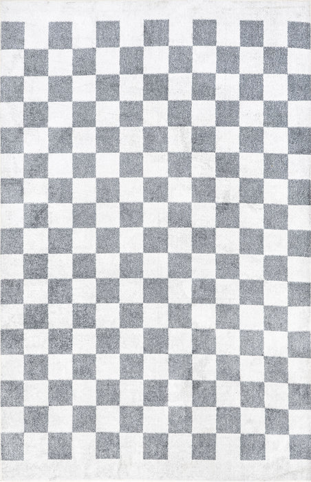 Checkered Washable Area Rug 120x180 cm Grey