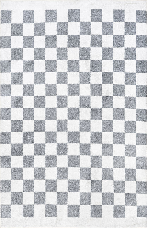 Checkered Washable Area Rug 120x180 cm Grey