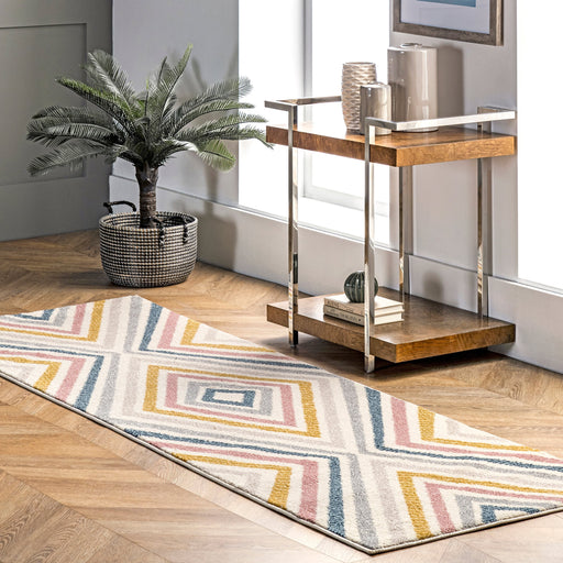 Chevron Area Rug 160cm Beige Durable Design