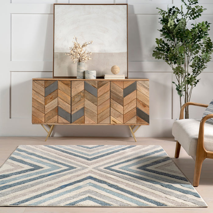 Chevron Area Rug 160x230 cm Blue