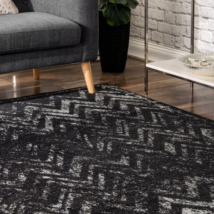 Chevron Area Rug Black 160x230 cm