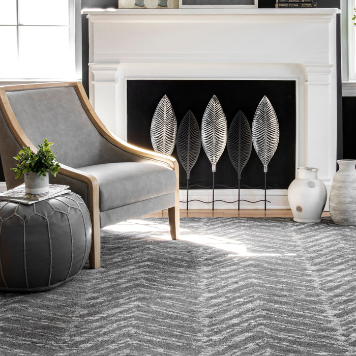 Chevron Area Rug Dark Grey 120x180 cm