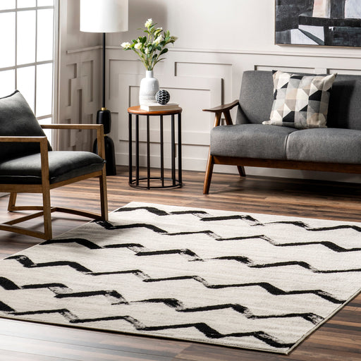 Chevron Pattern Area Rug 160x230 cm Grey