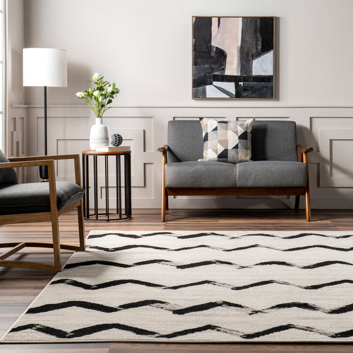 Chevron Pattern Area Rug 160x230 cm Grey