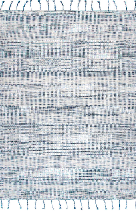 Chevron Pattern Blue Cotton Rug 160x230 cm